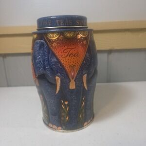 Williamson Collectible Elephant Fine English Tea Tin Canister 6 1/2" Tall Empty